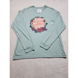 Lulu Mac Long‎ Sleeve T-shirt " LOVE ME SOME JESUS" XL NWT
